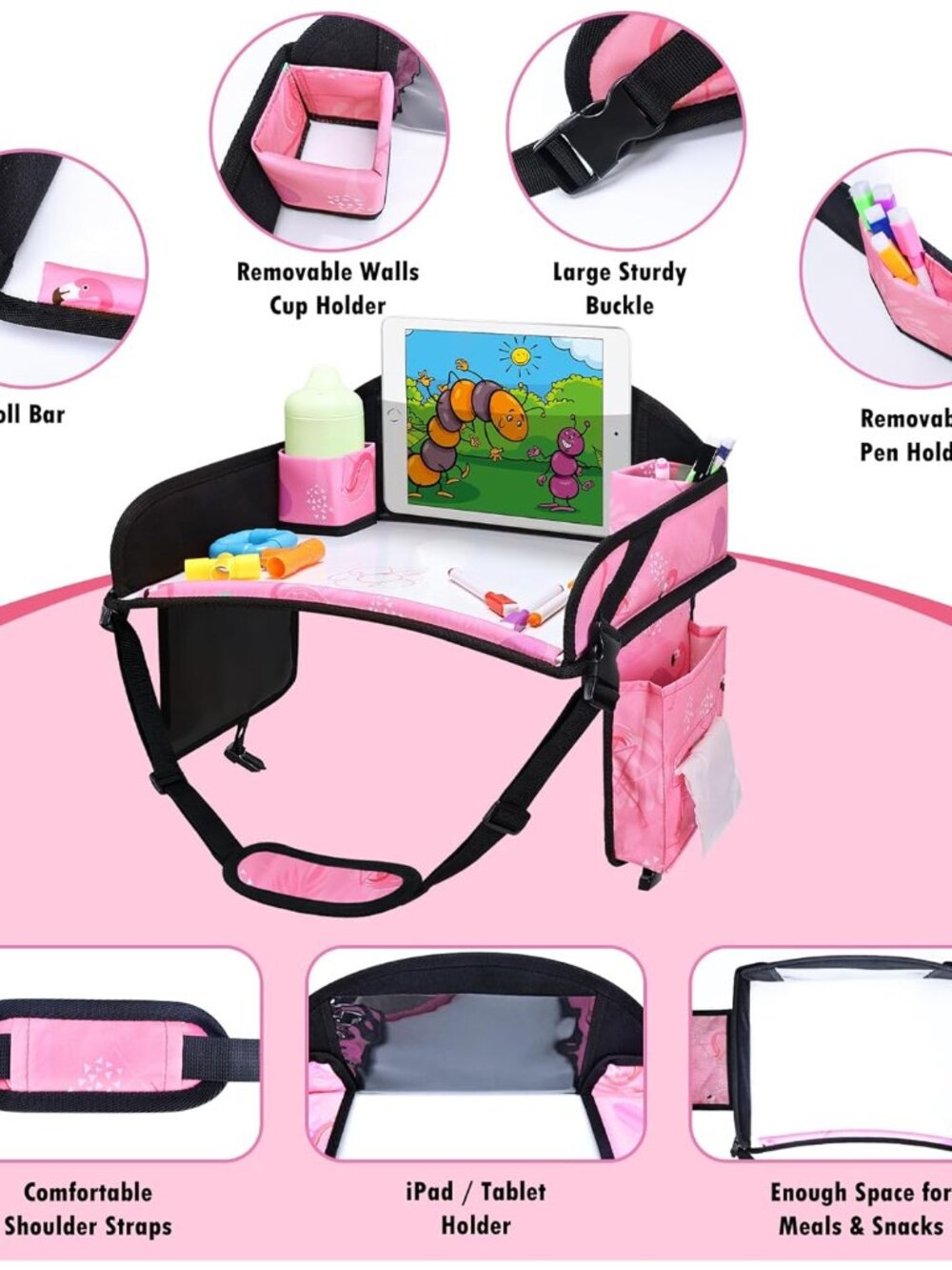 Kids Travel Tray, Car Seat Tray for kids Travel, Toddler Road Trip Essentials Wi - Picture 8 of 9